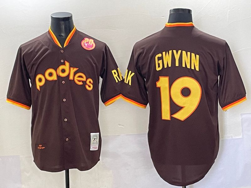 Men 2025 San Diego Padres #19 Gwynn Brown Throwback Nike MLB Jersey style 36->san diego padres->MLB Jersey